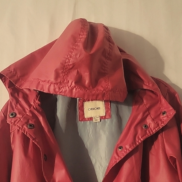 Cherokee Youth Outerwear Red Hooded Rain Raincoat, Size XL/TG - Picture 6 of 6